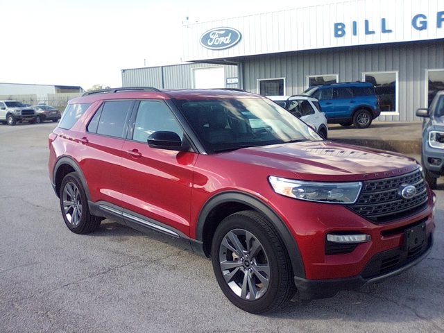2024 Ford Explorer XLT in Red — front three-quarter view
